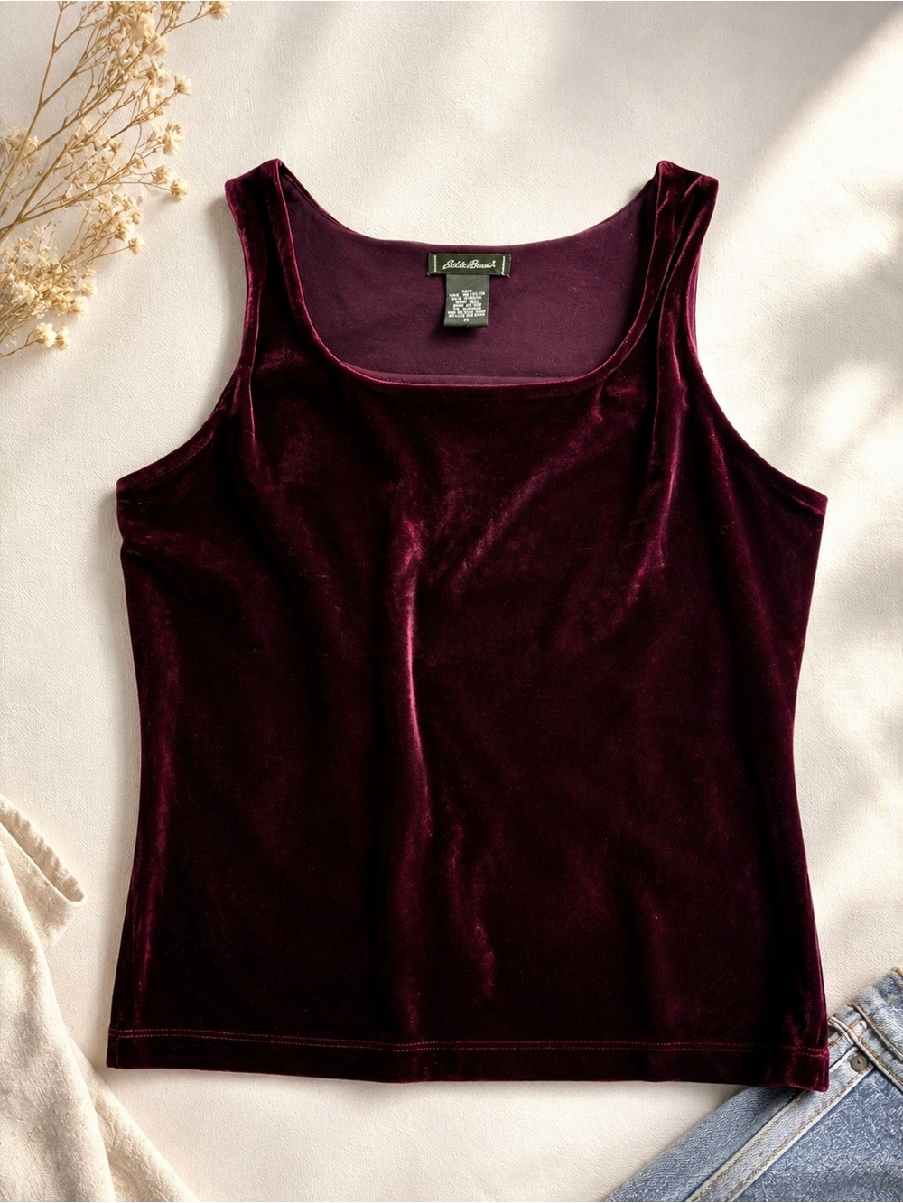 Eddie Bauer Women's Velvet Tank Top in Burgundy
